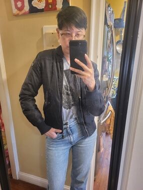 Diesel Black Bomber Jacket - Women's Casual Zip-Up Jacket